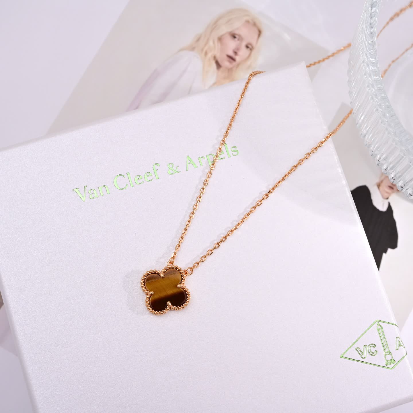 Van Cleef & Arpels Alhambra Gold Plated Enamel Clover Necklaces
